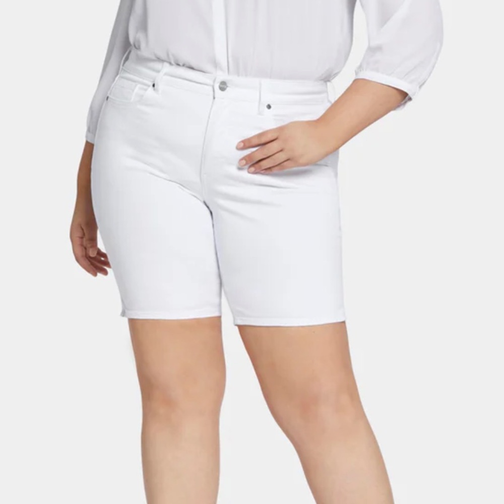 NWT NYDJ Ella White Short Side Slit Plus 22W Petite Minimalist Classic Chic